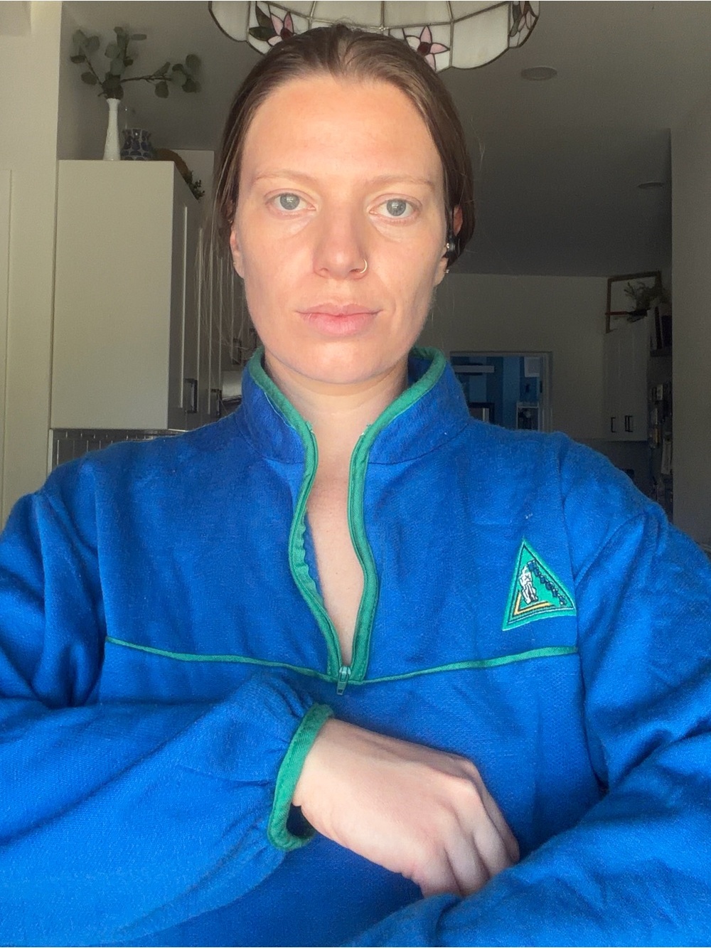 Vintage blue Quarter-Zip with Green Trim - Picture 6 of 11